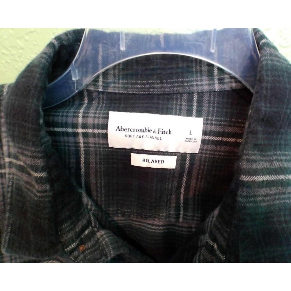 Abercrombie & Fitch Flannel Check Relaxed Fit Cotton Shirt Men’s Size L - Picture 6 of 8